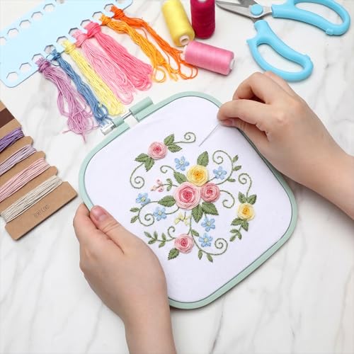 Yuanan 5 Pack 5 Sizes Square Embroidery Hoop, Plastic Embroidery Hoops Cross Stitch Hoops Reusable Embroiderys Hoop for Sewing, Needlework, DIY Projects-2.9"/4.3"/6.5"/7.7"/11"