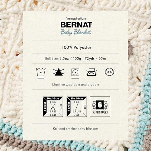 Bernat Baby Blanket Yarn, 3.5oz, Super Bulky 6 Gauge - White - Single Ball Machine Wash & Dry - color: White, size: 1 Pack, style: Baby Blanket