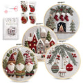 Santune Christmas Embroidery kit,Fall Needlepoint Cross Stitch Kits for Beginners Adult,Needle Point Sets,4 Embroidery,2 Hoops,Christmas Ornaments - color: Christmas x4