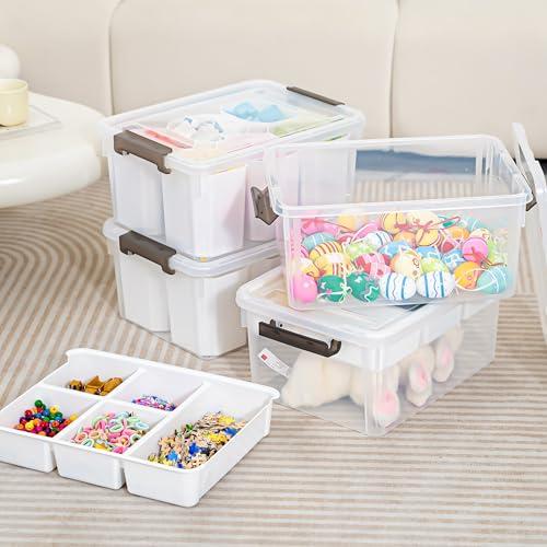 Citylife 17QT 4Packs Clear Craft Organizers and Storage Bins with Lids - size: 17 Qt- 4 Pack- W
