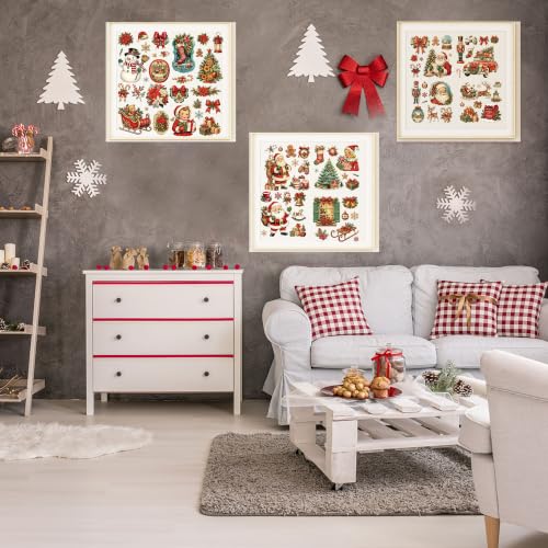 Christmas Rub on Transfers for Crafts, Classic Transfer Furniture Decals - style: Retro Christmas