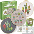 Cactus Embroidery Kits for Adults - Stamped Beginner Hand Embroidery - color: Note To Self