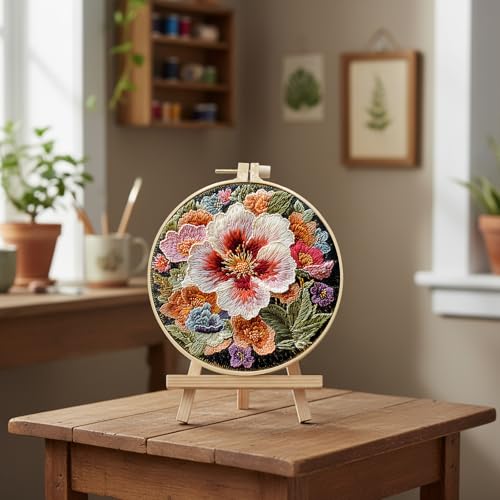 ARTopet 3Pcs Embroidery Kit for Beginners Cross Stitch Kits Needlepoint Set Colorful Flowers Patterns Embroidery Thread Kit for Craft Lover Hand Stitch with Hoop Threads Fabric - color: 3Pcs