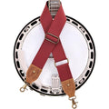 Nefelibata Banjo Strap,2"Wide Double Crazy Horse Leather Jacquard Embroidery Strap Adjustable Replacement,Multi-pattern Strap With Metal Clips - color: A#-burgundy