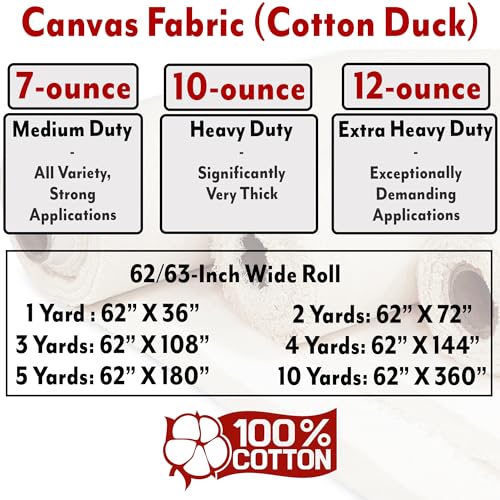Barcelonetta | Canvas Fabric | Cotton Duck | Thick & Heavy | Natural 12oz | 60'' Wide | Arts & Crafts, Backings, Covers, Placemats (50 Yard Roll) - color: Natural 12oz, size: 50 Yard Roll