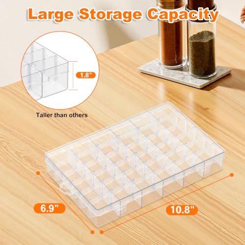 2 Pack 36 Grids Clear Organizer Box with Dividers, 10.9 x 6.9 x 1.8 in - color: 2 Pack, size: 36 Grids(10.9 x 6.9 x 1.8 inch)