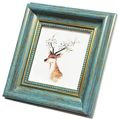 4x4 Photo Frame Blue Picture Frame Desktop Display Mount on The Wall.Plexiglass Panel (not Glass).Tips: Please Peel Off The Panel's Protective Film,Words on the Film Affect the Use