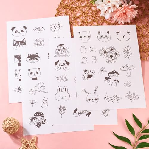 Magibeads 68 Patterns Animal Mushroom Water-Soluble Embroidery Dog Cat Flower Ladybug Dragonfly Stick and Stitch Embroidery Paper Starter Kit for Hand Sewing Beginners Adult - color: Animal & Plant