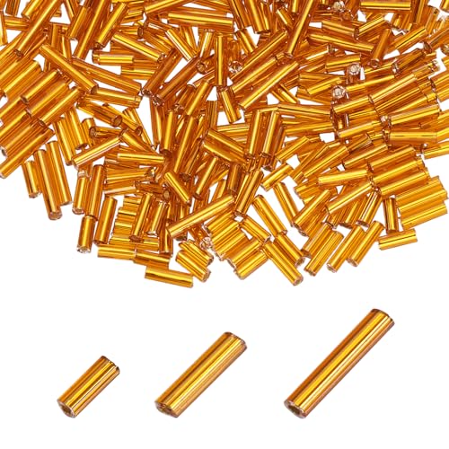 MECCANIXITY 2000pcs Glass Bugle Beads 4/6/9mm Long Tube Cylinder Beads - color: Orange