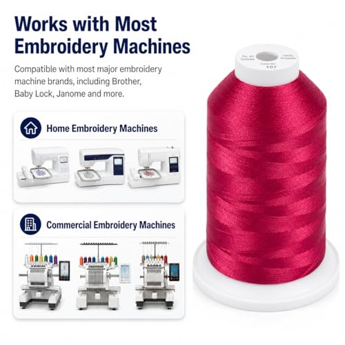 Simthread 5500Yds/5000M 40WT Polyester Embroidery Thread Dark Fuchsia 107 - color: Dark Fuchsia-107