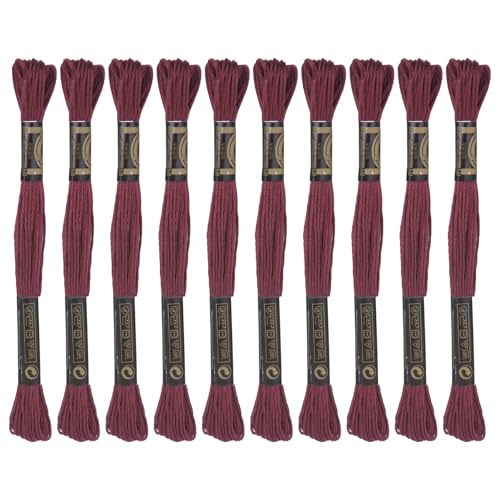 12 Skeins Embroidery Cotton Floss of 9yds for DIY Embroidery, Burgundy - color: Burgundy