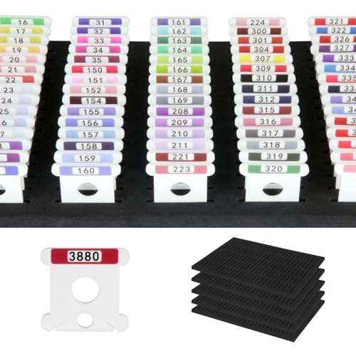 500 Pcs Acrylic Embroidery Floss Bobbins with Numbers & Color - style: With 5 foam inserts for Durable Varicolor