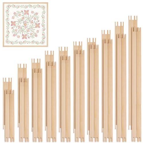 WodGod 20 Sets Needlepoint Stretcher Bars Set for Needlework, 10 Sizes Wooden Canvas Splicing Stretcher Bars for Needlework Embroidery Needlepoint Framing Kits & Crafts