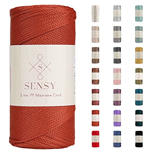 Sensy Premium 2mm 251 Yards Polyester Rope 100% Polypropylene Cord Macrame Cord 2mm Crochet Bag Cord Macrame Rope Crochet Thread Gift for Knitter (Brick) - color: Brick, size: 1 Skein