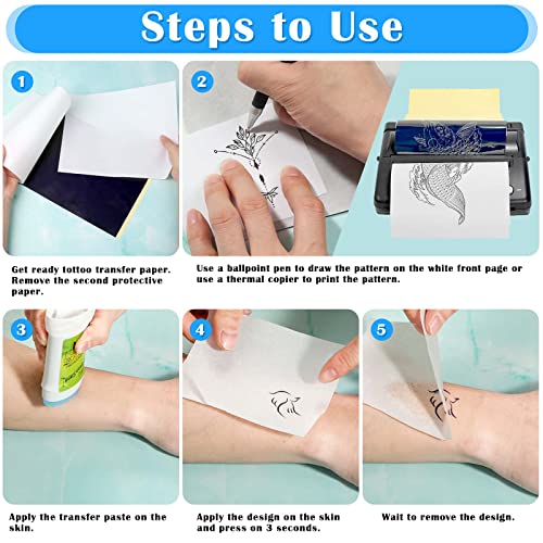 50 Sheets Tattoo Transfer Paper, Cridoz Tattoo Stencil Paper for Tattooing, Transfer Paper for Tattooing, A4 Size 8 1/4" x 11 3/4
