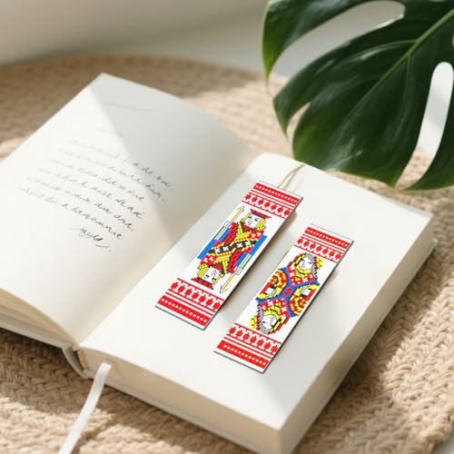 FREEBLOSS 6 Set Cross Stitch Bookmarks Kit Poker Stamped Cross Stitch Kit DIY Embroidery Bookmark Set with Instruction for Adults Beginners Gift for Reading Enthusiasts 8 * 2.4inch 11CT - style: Playing Cards