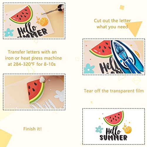 Whaline 30 Sheets Summer Iron On Transfers Patches Summertime Vinyl Heat Transfers Patches Decals Watermelon Ice Cream Beach Summer Fashion Heat Transfer Stickers for Clothing Fabric DIY Craft Decor - style: Summer