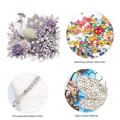 JISHSHAY Diamond Art Pendant Peacock Diamond Painting Hanging Animal Gem Art Hanging Pendant Peacock Gem Painting Sun Catchers Mosaic Kits for Adults Suncatchers Embroidery Kit Wind Chimes Windchimes - color: Peacock