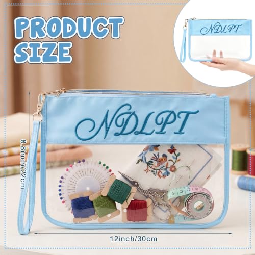 Sabary 2 Pack Needlepoint Project Bags, Sewing Project Bag 12 * 8.8 Inch "ndlpt" Embroidery Storage Organizer with Zipper, Craft Bags for Quilting Crochet Cross Stitch Knitting Embroidery (Blue) - color: Blue