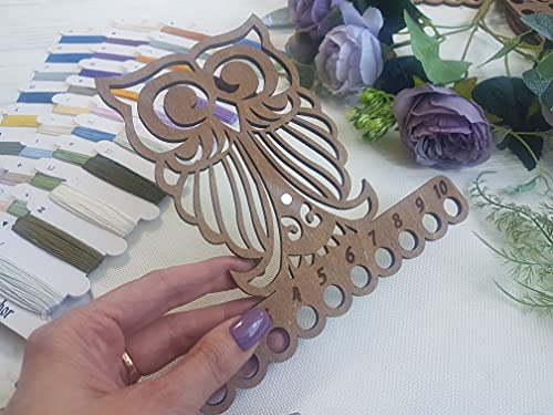 Thread Organizer Double Sided Wooden Mouline Holder Embroidery Storage Cross Stitch Accessories Sewing Floss Thread Keeper (FLZ-008) - color: FLZ-008