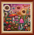 Foxhool Stamped Cross Stitch Kits,11CT Printed Cross Stitch Pattern Full Embroidery Kits for Beginner Needlepoint Kits& Mushroom Flowers 18x18 inch - color: ColorSet16