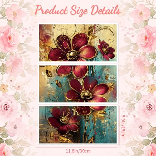 Peacoblue Gold Edge Flowers Rub On Transfers for Furniture Craft 6"x12" - style: Old Gold Edge Flowers