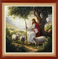Foxhool Stamped Cross Stitch Kits,11CT Printed Cross Stitch Pattern Full Embroidery Kits for Beginner Needlepoint Kits&Jesus Shepherd 18x18 inch - color: ColorSet08