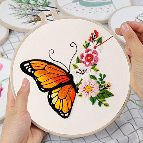 Louise Maelys Floral Butterfly Embroidery Kit for Beginners Nature Craft - color: Color 2