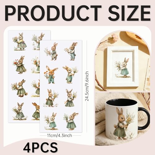 32 PCS Cute Bunny UV DTF Cup Wrap Stickers - style: Cute Bunny