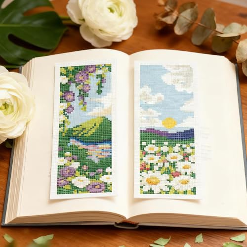 ORIGACH 6 Set Spring Pastoral Landscape Cross Stitch Bookmark Kit - style: Spring Pastoral Landscape