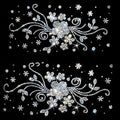 Floral Rhinestone Iron-On Patches, White, 3Pcs/1Sheet