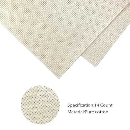 Aida Cloth 14 Count Cross Stitch Fabric Cross Stitch Aida Cloth for Embroidery and Needlework (Khaki, 30 * 39inch) - color: Khaki