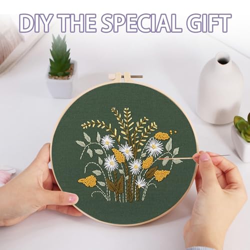 Offizon 3 Sets Embroidery Kit for Beginners Adult DIY Cross Stitches - color: Flower-D (3 Pack)