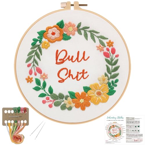 Louise Maelys Funny Flower Wreath Embroidery Kit for Beginners, DIY Craft - color: Pattern 22