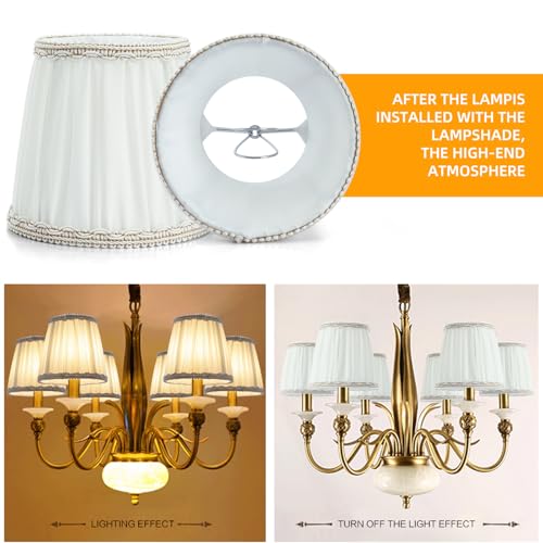 Fuloon Chandelier Lamp Shades, Clip on Small Sconce Lamp Shades, Suit for Candelabra Bulbs in Modern/European/French Country/Farmhouse Decoration, 3.5x4.3x4.9 in(6 Pack, Chiffon Light Yellow) - color: Chiffon Light Yellow, size: 6 Pack