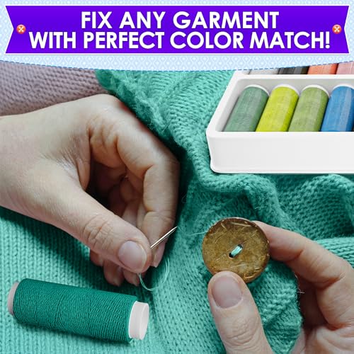 Sewing Thread Set, 39 Colors, 140 Yards Per Spool, Case Included - color: Multicolor