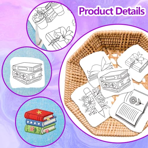 ORIGACH 4 Sheets Book Water Soluble Embroidery Patterns Stabilizers - color: Book & Stationery