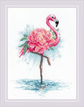 RIOLIS - Blooming Flamingo 2117, Animals Cross Stitch Kits 7" x9½, Cross Stitch Kits for Beginners & Advanced, Crossstitching Kit Adult, Embroidery Counted Stitching Kit - style: Blooming Flamingo 2117