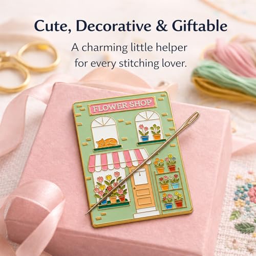 Magnetic Needle Minder, Needle Minder for Cross Stitch Embroidery Sewing, Cute Funny Needleminder Needle Holder, Strong Magnet Needle Nanny, Gift for Women Stitch Lovers, (Flower Shop) - color: Flower shop