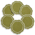 Linen Coasters for Drinks Set of 6, Oliver - color: 1121 - Olive, size: 6 inches