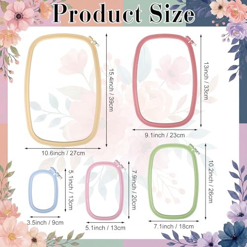 Tigeen 5 Pcs Embroidery Hoops, 5 Sizes ABS Plastic for Sewing, Rectangle - style: Rectangle