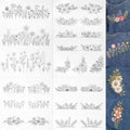 3 Sheets Embroidery Patterns Water Soluble Stick and Stitch Embroidery Paper Pre-Printed Floral, Flower Transfer Paper for Beginners Hand Sewing Lovers