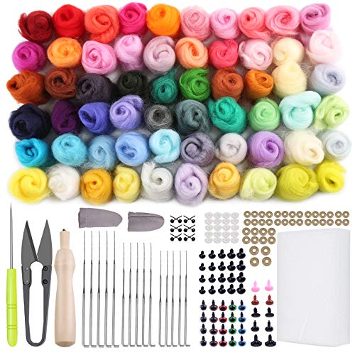 Needle Felting Kits Felt Needle Kit Wool Felting Kit 60 Colors Felting Wool - style: Style B