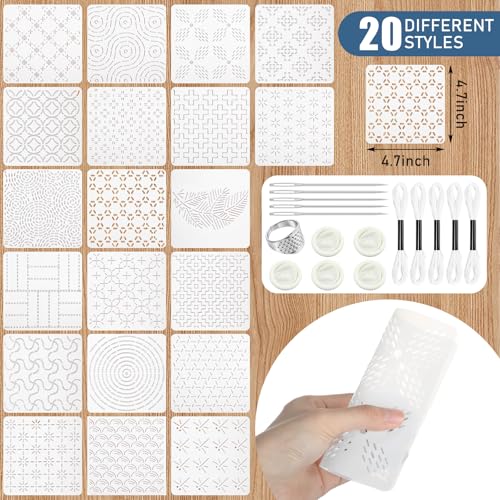Yousoontic 36 Sashiko Stencil Kit, 4.7" Plastic Templates, Modern - style: Contemporary