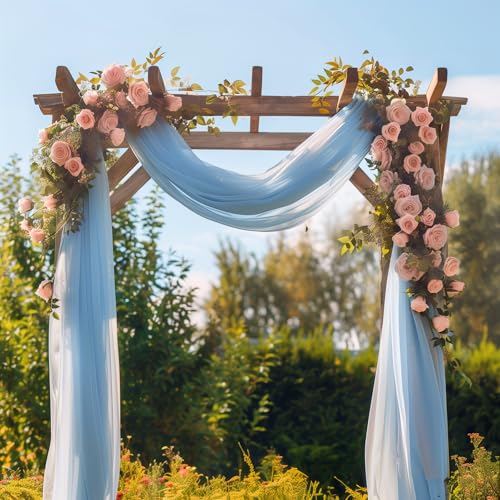 Wedding Arch Draping Fabric 1 Panel Baby Blue Sheer Backdrop Drapes - color: Baby Blue, size: 1 Panel