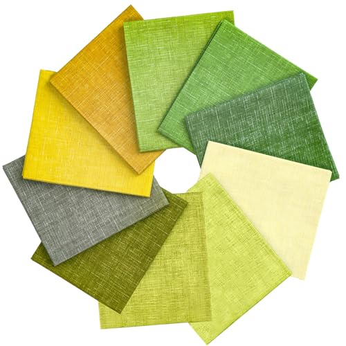 Craftido - 11 Options Solids with Tweed Tonals - Assorted Color Cotton Quilting Fabric Bundles 10pcs Fat Quarters 18"x21" - Medium Weight 5.2oz - for Quilting, Sewing and Crafts – Grasslands - color: Grasslands