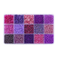 15 Grid Purple Glass Seed Bugle Tube Beads Kit for Jewelry Making DIY Craft - color: Purple, size: 15 Grid