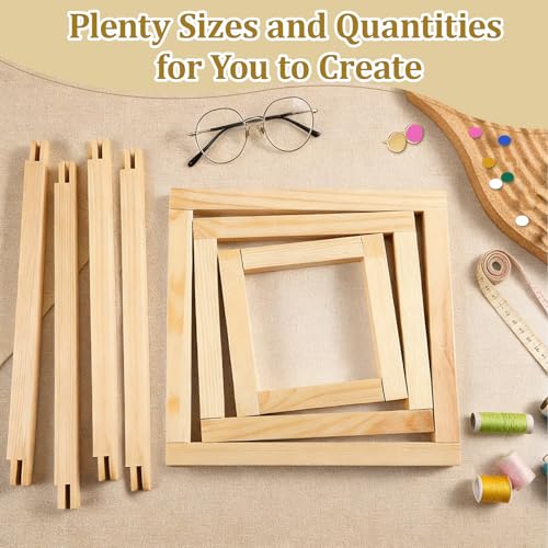 16 Pcs Needlepoint Stretcher Bars for Needlework, Wooden Canvas Stretcher Bars with 100 Tacks, Remover Tool and Mini Wooden Hammer, Needlepoint Embroidery Stitch Frame Set for Women's Birthday Gift - color: Natural-16pcs