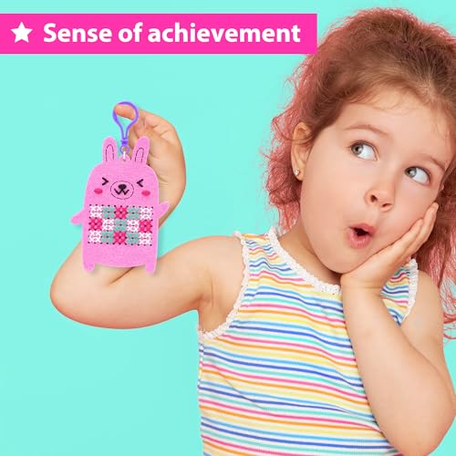 KRAFUN Animal Cross Stitch Keyring Kit for Kids Ages 7-13 - color: Animal