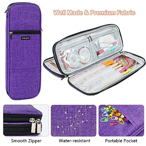 MYBAGZING Knitting Needle Case 14" Organizer for Straight &Circular Needles - color: Purple, size: Fits up to 14 inches